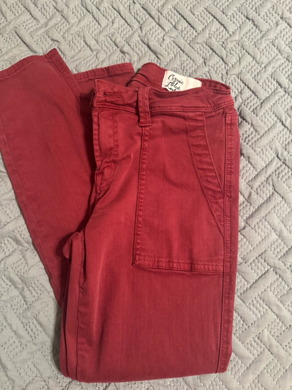 Cosmic Blue Love Addy Cargo Skinny Red Cranberry size 26